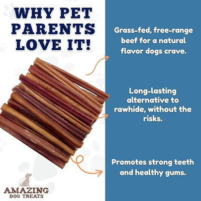 Amazing Dog Treats - 6 Inch Medium Size Bully Sticks (10 Count) - Bulk Bully Sticks for Dogs - No Hide Bully Stick Dog Bones