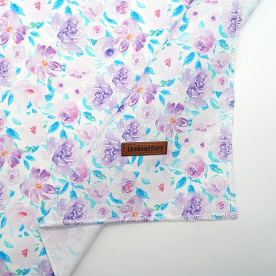 Lionheart glory Floral Print Dog Bandana 1 Pack Washable Soft Dog Scarf, Square Adjustable Girl Dog Bandanas for Medium Large Dogs