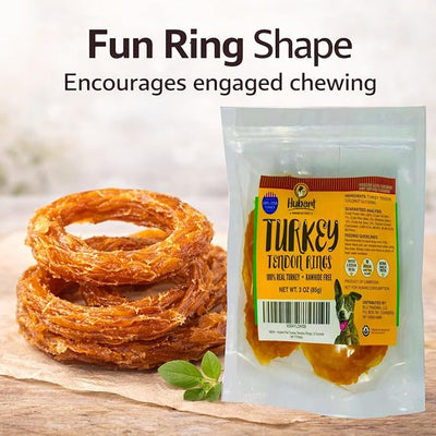 Hubert Pet Turkey Tendon Rings: Low Ingredient, Long-Lasting Natural Chews for Dogs, High Protein, Grain Free, Hypoallergenic, No Artificial Additives, US Sourced Turkey, 3 Ounces