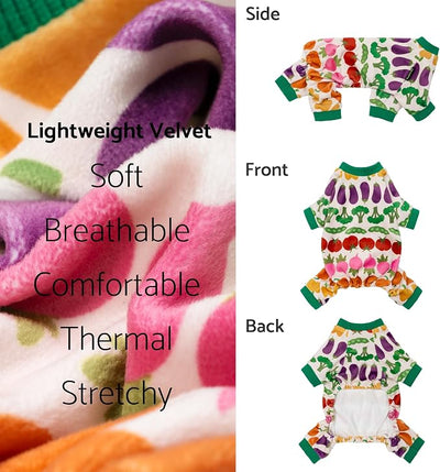 Fitwarm Funny Vegetable Dog Pajamas, Warm Winter Dog Clothes for Small Dogs Boy Girl, Cozy Pet Onesie with Feet, Green, White, Red, Pink, Purple, XS