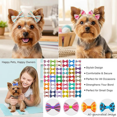 QingHan Dog Hair Bows Small Puppy Clips for Pet Grooming Accessories Doggy Gifts 60Pcs (30 Pairs)