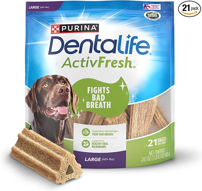 DentaLife ActivFresh Dog Chews for Large Dogs 40 lbs. and up, Dental Chews to Freshen Breath, Chicken Flavor, 24.1 oz., 21 Chews - 21 ct. Pouch