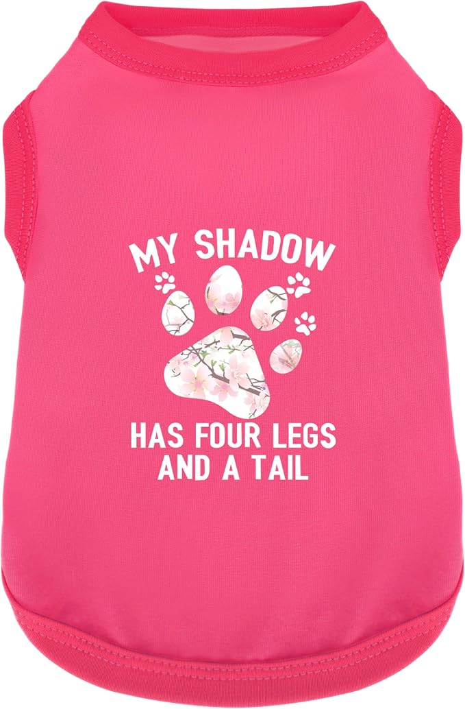 Discover Cozy Cotton Canine Wear: Soft, Lightweight, and Breathable Dog Shirt Vest with Eye-Catching Graphics (My Shadow HAS Four LESGS and A Tail), Keeping Your Furry Friend Warm! Rose Pink L