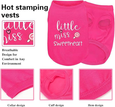 Pink Cotton Dog Shirt with 'Little Miss Sweetheart' Print, Soft & Breathable Pet Apparel for Small to Large Dogs, All-Season Sleeveless Vest, Cute and Comfortable Dog Outfit.Pink Lollipop 3XL