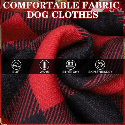 EXPAWLORER Plaid Dog Hoodie - British Style Warm Dog Sweater Shirt with Leash Hole,Pitbull Clothes Outfits,Winter Coat for All Breeds Puppy Girl Boy-Cat Apparel,Christmas Buffalo Check Medium