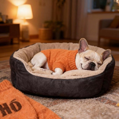 Small Dog Furry Pullover Sweater, Classic Turtleneck Dog Clothes for Cold Weather Cute Warm Pet Clothes for Chihuahua, Bulldog, Dachshund, Pug Orange Large