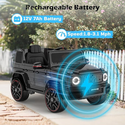 ANPABO Licensed Mercedes-Benz G63 Car for Kids, 12V 7AH Ride on Car w/Parent Remote Control, LED Headlights, Music Player & Horn, Soft Start, Low Battery Prompt, Kids Electric Car, Black