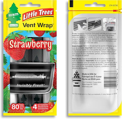 LITTLE TREES Car Air Freshener | Vent Wrap Provides Long Lasting Scent, Invisibly Fresh | 16 Air Fresheners | Strawberry