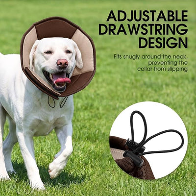 Dog Cone - Soft Cone for Dogs to Stop Licking, Pet E-Collar Alternative After Surgery, Adjustable Pet Recovery Collar for Wound Healing, Brown Large