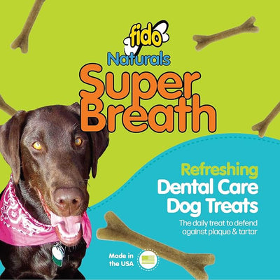 Fido Super Breath Dental Care Bones for Dogs, Large - 4 Count, Pack of 3 - Fresh Breath Dog Dental Treats for Large Dogs - Plaque & Tartar Control - Made in USA - 12 Total