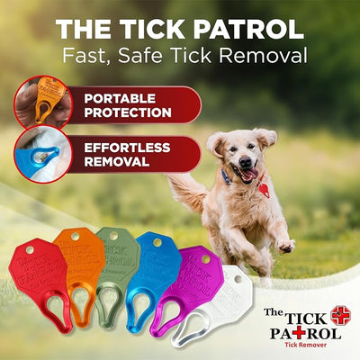 Tick Remover Tool for People & Pets, Lightweight, Portable, Durable, Keychain Attachment, Quick, Safe & Effective Tick Removal Kit, Assorted Colors, Made in USA (6 Colors)