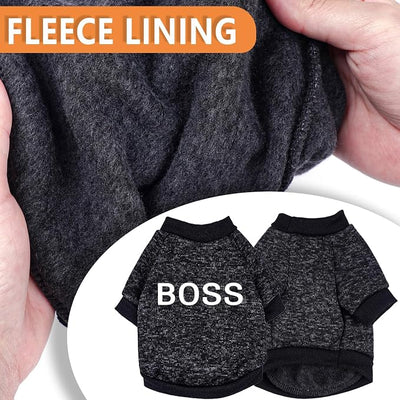 XS Dog Sweater, 2 Pack Black Security Fall Winter Puppy Sweatshirts with Fleece Lined Warm Dog Clothes for Small Dogs Boy Male Chihuahua Coat Clothing Cat Pet Halloween Custume