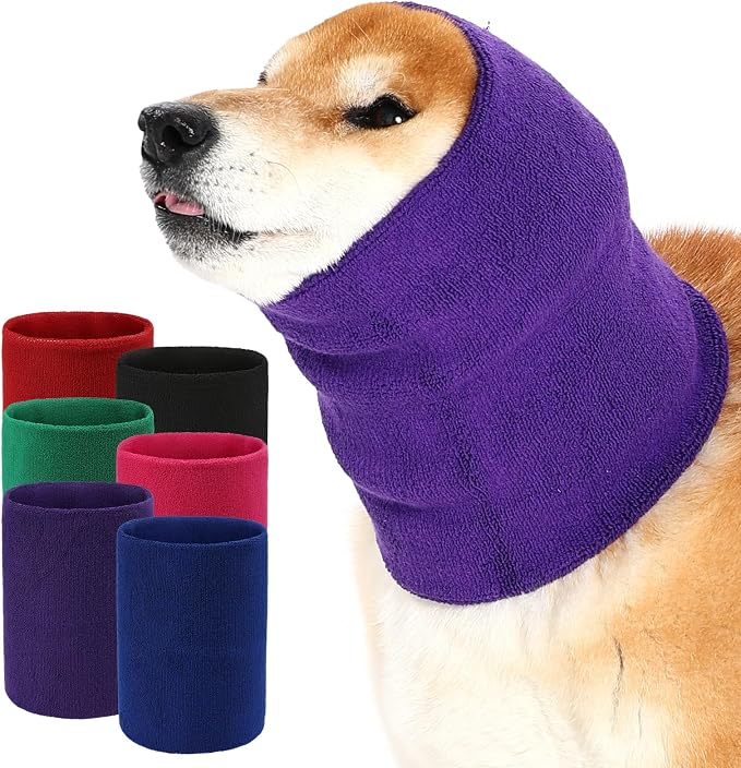 Dog Calming Hoodie Quiet Head Cover Sleeves Double Layer Thickened Dog Ear Muffs Noise Protection,Dog Hematoma Ear Wrap, Dog Headband for Anxiety Relief for Bath, Thunderstorms