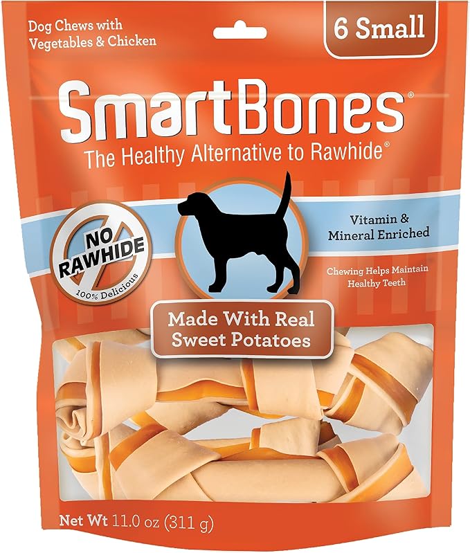 SmartBones Sweet Potato Dog Chews, Rawhide-Free Dog Chews Made With Real Meat and Vegetables, 6 Small (Pack of 1)
