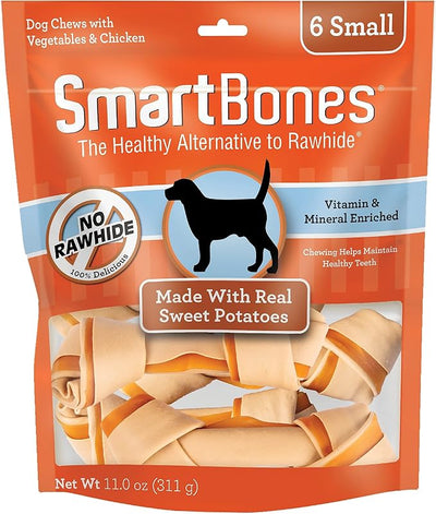 SmartBones Sweet Potato Dog Chews, Rawhide-Free Dog Chews Made With Real Meat and Vegetables, 6 Small (Pack of 1)