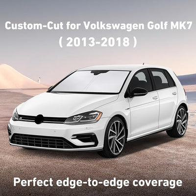 EcoNour Windshield Sunshade Compatible for Volkswagen VW Golf MK7 2013-2016 2017 2018, Sun Visor for Front Windshield & Window Sun Shade Cover, UV Heat Blocker & Protector, Car Accessories