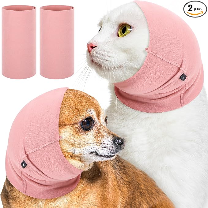 Gjinxi 2Pcs Quiet Ears for Dogs, Hood for Dogs, Dog Ear Cover Hoodies, Dog Calming Aid for Anxiety Relief, Original Calming Band for Dogs & Cats, Pet Grooming & Force Drying