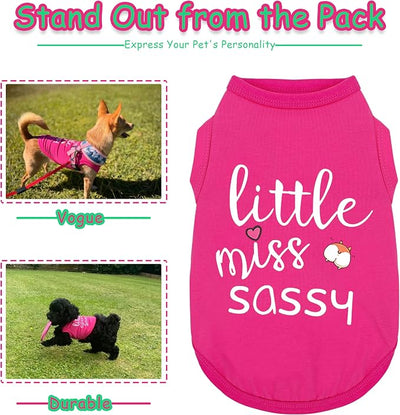 Paiaite Dog Clothes Fashionable Sleeveless Pet Vest: 'Little Miss Sassy' Printed Cotton Dog Shirt, Ideal for Small, Medium, and Large Breeds, Ensuring Comfort and Breathability White XL