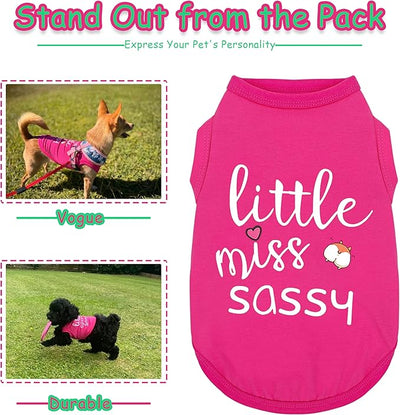 Paiaite Dog Clothes Fashionable Sleeveless Pet Vest: 'Little Miss Sassy' Printed Cotton Dog Shirt, Ideal for Small, Medium, and Large Breeds, Ensuring Comfort and Breathability Black L