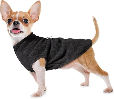 Sleeveless Pullover Fleece Vest for Small Dogs: Cozy Polyester Dog Jacket, Tank Top Sweater with Leash Ring and Armholes, Crisp, Warm, and Easy-to-Wear Design for Everyday Comfort Black M