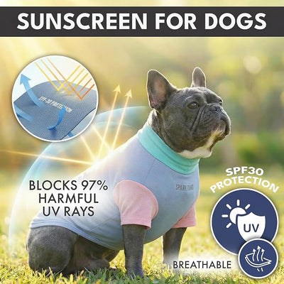 Spark Paws Sunblock Dog T-Shirt, SPF30 Protection, Lightweight Breathable Quick Dry for Dogs with Sensitive Skin - Breeze & Sorbet (Set of 2) - Size 5XL
