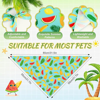 Abbylike 50 Pieces Summer Themed Dog Bandanas Bulk Hawaiian Dog Bandanas for Pets Triangle Kerchief Scarf Bibs Set for Summer Pets Dogs Party Costume Accessories, 25 Styles (31.5 x 21.7 x 21.7)