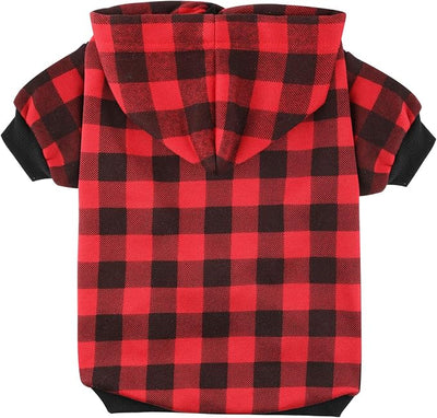 Plaid Dog Hoodie Sweatshirt Sweater for Extra Large Dogs Cat Puppy Clothes Coat Warm and Soft(XL)