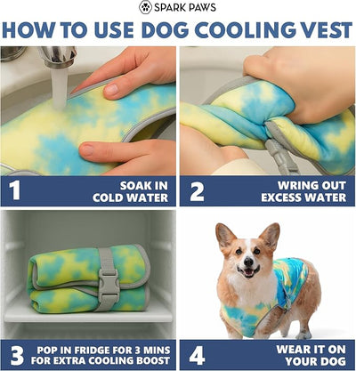 Spark Paws Dog Cooling Vest - SPF 50 UV Sun Protection - Summer Heat Relief Gear for Dogs, Lightweight, Evaporative Cooling - Dog Anxiety Relief Vest During Hot Days - Tropical Storm, Small