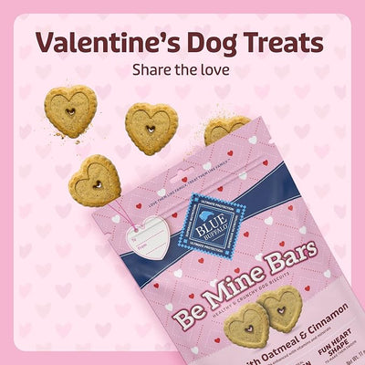 Blue Buffalo Be Mine Bars Heart-Shaped Healthy & Crunchy Dog Biscuits, Natural Valentine’s Dog Treats, Baked with Oatmeal & Cinnamon, 11-oz Bag