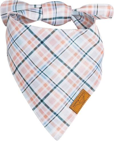 Remy+Roo X Boon Ties Dog Bandanas - 2 Pack | Spring Dog Bandanas Set | Premium Durable Fabric | Patented Shape Bandanas for Dogs (Plaid, Floral X-Large)