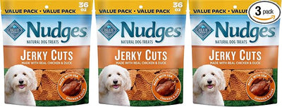 Blue Buffalo Nudges Jerky Cuts Dog Treats, Made in the USA with Natural Ingredients, Chicken & Duck, 36-oz Bag (Pack of 3)