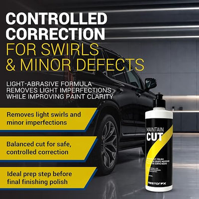 Maintain Cut Medium Cut Polish 16 oz - Light-Abrasive Compound for Minor Scratches and Swirl Marks - Paint Correction Polish for Delicate Car Finishes - for Wool Pad, Foam Pad or Hand Use
