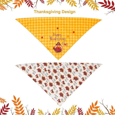 ADOGGYGO Thanksgiving Dog Bandana Fall Autumn Pet Bandana Reversible Triangle Bibs Scarf Accessories for Medium Large Dogs Pets (Large, Thanksgiving)