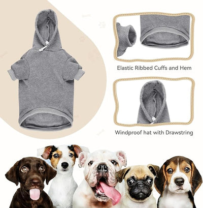 Dog Sweaters for Medium Dogs,Dog Hoodie Sweater Solid Soft Brushed Fleece Pet Clothes Pet Hoodie Sweatshirt with Pocket(Grey-M)