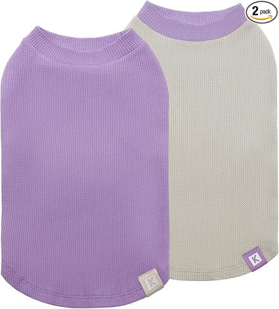 KYEESE 2Pack Dog Shirts Waffle for Small Dogs Stretchy Dog T-Shirts Lightweight Dogs Tank Top Sleeveless Pet Vest Breathable, X-Large, Purple+Grey