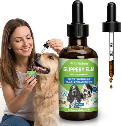 Pet Wellbeing Slippery Elm for Dogs - Vet-Formulated Dual Digestive & Throat Support - Organic Single Herb Extract - Holistic Soothing Dog Supplement - Liquid Formula 2 oz (59ml)