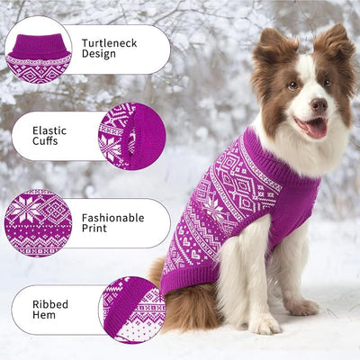 HOMIMP Dog Sweater Argyle - Warm Winter Clothes Puppy Soft Coat, Ugly Dog Sweater for Small Medium and Large Dogs, Pet Clothing Boy Girl, Purple XL