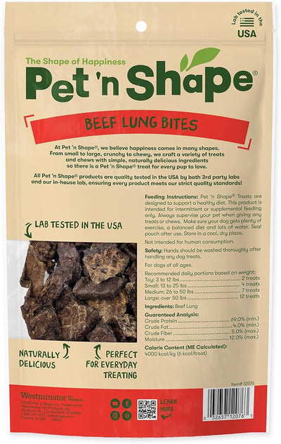Pet 'n Shape Beef Lung Dog Treats – Made and Sourced in the USA - Training Treat, 1 Pound