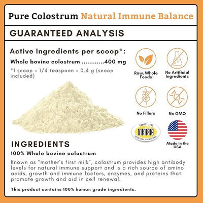 Wholistic Pet Organics Colostrum for Dogs & Cats - Bovine Colostrum Powder - Cat & Dog Allergy Relief, Immune Support & Itching Skin Relief - Cat and Dog Vitamins for Itchy Skin - 2 oz - 140 Scoops