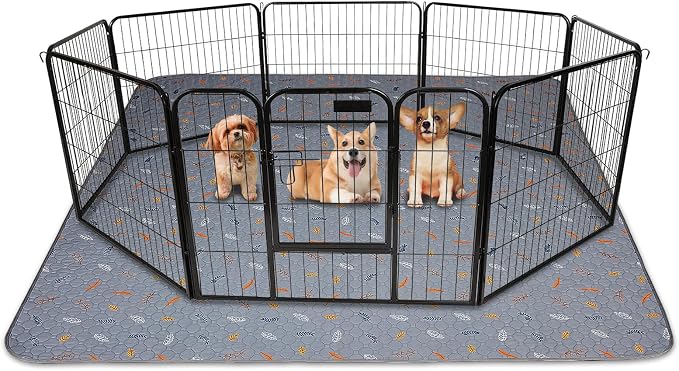 Sunheir Washable Pee Pads for Dogs 72"x72", Extra Large Reusable Puppy Pads Pet Training Pads for Dog Playpen, Waterproof Pee Pads for Puppy Playpen, Whelping Pad, Dog Playpen Indoor - Light Grey