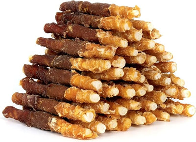 MON2SUN Dog Treats, Triple Flavor 5 Inch Chicken Liver Duck and Chicken Wrapped Rawhide Snacks for Small and Medium Dogs, 31.75 Oz (45 Count-Pack of 1)