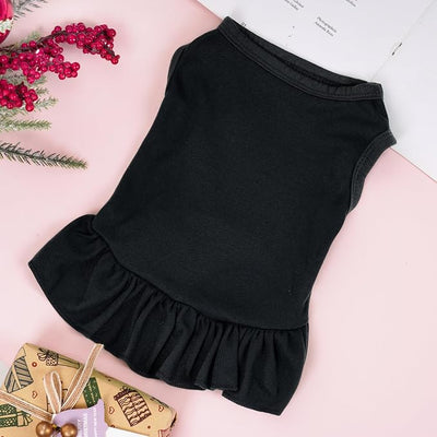 Dog Dresses Cat Skirt Solid Color Dog Clothes Summer Sleeveless Puppy Girl Clothes for Small Pet Dogs Cats (Black, X-Small)