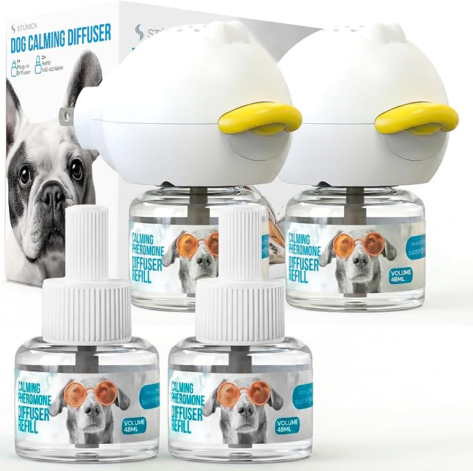 STUNICK CB1 Dog Calming Diffuser, Calming Pheromones, 60 Day Supply, 2 Diffuser and 4 Refills, Helps Reduce Stress, Separation, Pee Accidents, Barking, & Destructive Behaviors