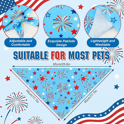 Abbylike 50 Pcs Patriotic Dog Bandanas Bulk 4th of July Bandanas for Dogs Star Triangle Kerchief Bib Scarf Set for Pet Independence Day 250th Anniversary Party Costume, 25 Styles(25.6 x 17.7 x 17.7)
