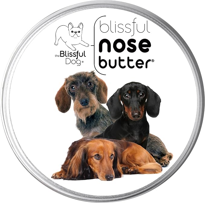 The Blissful Dog Daschund Nose Butter for Dry, Cracked Skin, Lick-Safe Dog Nose Balm with Moisturizing Shea Butter, Almond, Olive, and Essential Oils, Pet Supplies, Uncented, 4 oz.