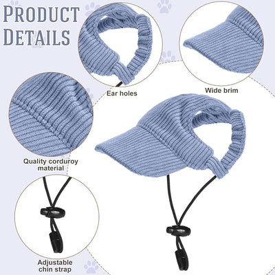 Jadive X-Small Dog Sun Hat with Ear Holes, Dog Cat Sunglasses with Anti-Slip Silicone Rope Baseball Cap Adjustable Puppy Sunbonnet Headdress Beach Visor Hat for Puppies Summer Outdoor(Blue)