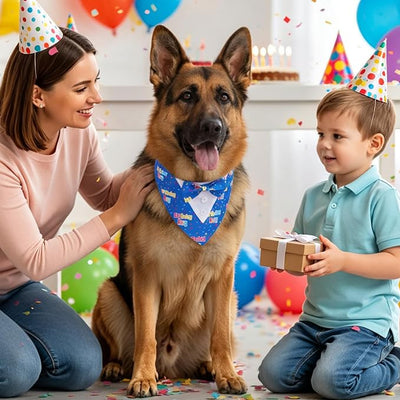 ADOGGYGO Birthday Boy Dog Tuxedo Bandana, Blue Collar with Bow Tie, Adjustable Formal Birthday Costume for Extra Large Dogs (XL)