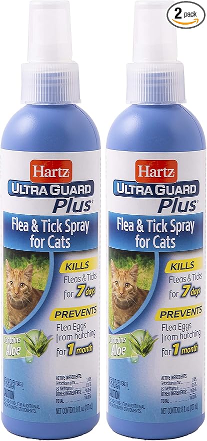 Hartz UltraGuard Plus Cat Flea & Tick Spray, 8 oz (Pack of 2)