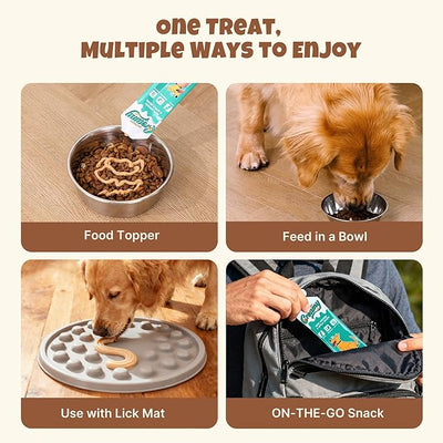M-PETS Creamy Lickable Dog Treats, Beef Flavor, 8 Tubes Squeeze Up Soft Dog Snacks for Puppies & Seniors, Reward Training or Food Topper,Low-Calorie Grain Free Puree for Joint & Digestive Health