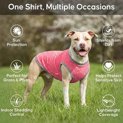 KYEESE 2Pack Dog Shirt, Lightweight Sun Protection Sleeveless Dog T Shirts for Large Dogs, Breathable Pet Reflective Tank Top Summer Dogs Clothes for Outdoor Walking, Coral Red+Grey, 3XL